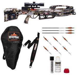 Wicked Ridge Invader M1 Ready-to-Hunt Package - Includes Nine Match 400 Non-Lighted + Three Match 400 Lighted Arrows, Soft Case, Neoprene Sling, Premium Lubricant & String Wax & Conditioner