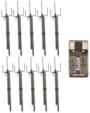 Stealth Cam Camstick Universal Trail Camera 34-Inch Ground Mounts, 10-Pack Bundle with Focus Card Reader. Useful for Treeless Terrain. For Use With Any Game Cam. (11 Items)