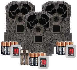 Stealth Cam Browtine 16MP Game Camera, Durable, 60ft Infrared Detection Range, Burst Mode 480 Video at 30FPS with Card Reader (3 Pack)