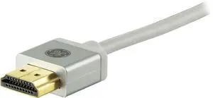 GE UltraPro Premium 8-Feet 4K Ultra HD High-Speed Data Transfer Flexible Thin Ethernet HDMI Cable for Discreet Installations (Silver)