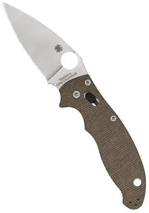 Spyderco Manix 2 Folding Utility Pocket Knife with 3.37-Inch PlainEdge Drop Point Blade and Micarta Handle (Brown Canvas)