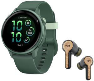 Garmin vivoactive 6 GPS Smartwatch (Metallic Jasper Green) Bundle with House of Marley Rebel True Wireless Earbuds