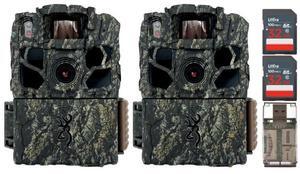Browning Trail Cameras Dark Ops FHDR 26MP 4 Infrared LED Night Vision Camera (2-Pack) Bundle with 32GB Memory Card (2-Pack) and All-In-One High-Speed Card Reader (5 Items)