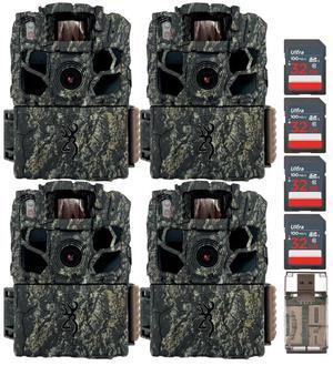 Browning Trail Cameras Dark Ops FHDR 26MP 4 Infrared LED Night Vision Camera (4-Pack) Bundle with 32GB Memory Card (4-Pack) and All-In-One High-Speed Card Reader (9 Items)