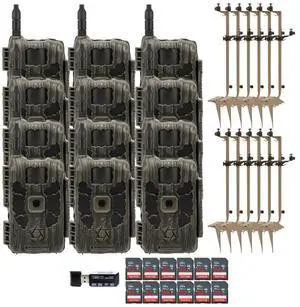Stealth Cam 40MP Deceptor Max Cellular Trail Camera with 0.4-Second Trigger Speed (2-Pack) x 6 Bundle with Adjustable Mounting Post (12-Pack), Card Reader, and 32GB Memory Card (12-Pack) (31 Items)