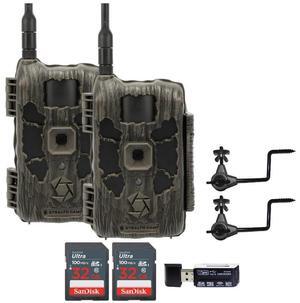 Stealth Cam 40MP Deceptor Max Cellular Trail Camera (2-Pack) Bundle with Economy Trail Camera Holder (2-Pack), 4-in-1 Card Reader, and 32GB Memory Card (2-Pack) (6 Items)