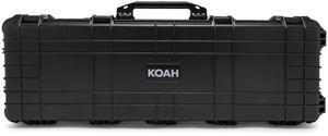 Koah 44" Inch Weatherproof Protective Roller Rifle Hard Case with Customizable Foam, Pressure Valve, and Lock Fittings (Black)