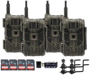 Stealth Cam 40MP Deceptor Max Cellular Trail Camera (2-Pack) x 2 Bundle with Economy Trail Camera Holder (4-Pack), 4-in-1 Card Reader, and 32GB Memory Card (4-Pack) (11 Items)