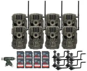 Stealth Cam 36MP Fusion Max Cellular Trail Camera (2-Pack) x 4 Bundle with Economy Trail Camera Holder (8-Pack), 4-In-1 Card Reader, and 32GB Ultra SDHC UHS-I Memory Card (8-Pack) (21 Items)