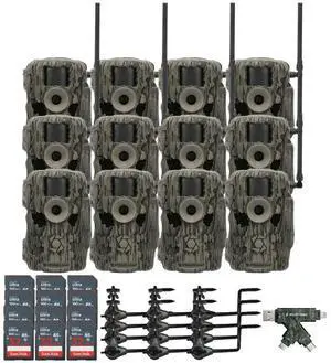 Stealth Cam 36MP Fusion Max Cellular Trail Camera (2-Pack) x 6 Bundle with Economy Trail Camera Holder (12-Pack), 4-In-1 Card Reader, and 32GB Ultra SDHC UHS-I Memory Card (12-Pack) (31 Items)