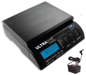 UltraShip 55 lb. Digital Postal Shipping & Kitchen Scale | Four modes, tare and hold functions, programmable auto-off, AC or battery power UltraShip 55 lb. Digital Postal Shipping & Kitchen Scale | Four modes, tare and hold functions, programmable auto-off, AC or battery power