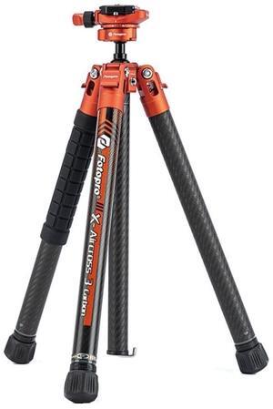 Fotopro Carbon Fiber Tripod 1.7lbs Ultralight 62 Inch Portable Compact Travel Tripod for Camera DSLR Load up to 22lbs X-Aircross 3 Lite Orange