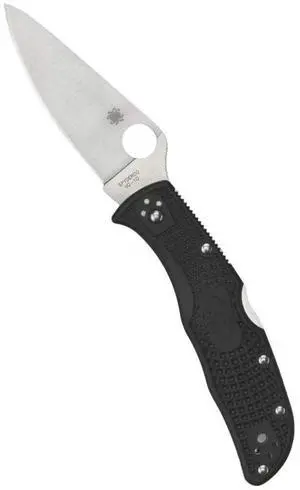 Spyderco Endela Lightweight Folding Knife with VG-10 Stainless Steel PlainEdge Blade and Durable Black FRN Handle