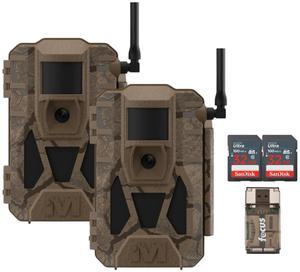 Muddy Matrix 2.0 Power Pack 36MP Cellular Trail Camera Bundle with 32 GB Memory Card and Card Reader (2 Pack)