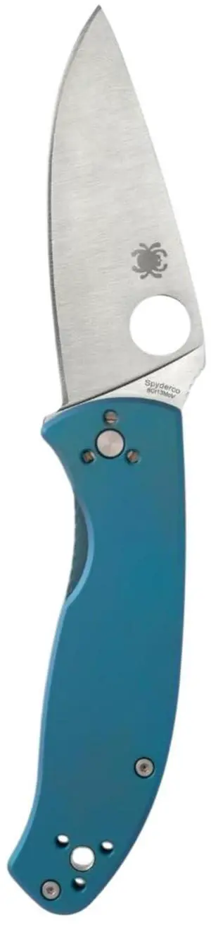 Spyderco Tenacious PlainEdge Folding Pocket Knife with 3.35-Inch 8Cr13MoV Blade, Reeve Integral Lock, and Blue Titanium Handle