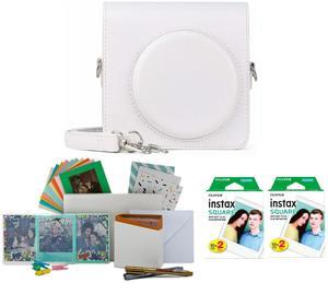 Fujifilm Instax Square Film Twin Pack (40 Exposures) with Case and Storage Box Bundle (White) (4 Items)