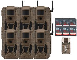 Muddy Matrix 2.0 Power Pack 36MP Cellular Trail Camera Bundle with 32 GB Memory Card and Card Reader (6 Pack)