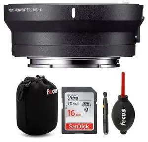 Sigma MC-11 Lens Mount Converter (Compatible with Canon EF to Sony E-Mount) Bundle with 32GB Ultra SDHC UHS-I Memory Card, Neoprene Lens Pouch, Lens Cleaning Pen and Dust Blower (5 Items)
