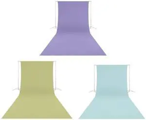 Westcott Wrinkle-Resistant 9' x 20' Backdrop for Photography Shoots, Group Portraits, & Photo Booths - Portable and Travel Friendly (Pastel Blue, Periwinkle Purple, Light Moss Green) (3 Items)