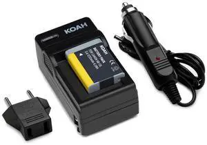 Koah PRO Rechargeable Replacement 1250 mAh Li-Ion Battery and Charger Compatible with Canon NB-13L, NB-12L, small, compact and ultra portable spare charge kit, USB charging output for digital camera