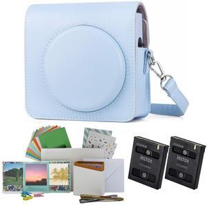 Fujifilm Instax Square Film Twin Pack (40 Exposures) with Case and Storage Box (Blue) Bundle (4 Items)