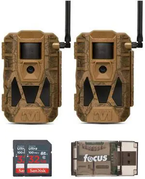 Muddy Matrix 2.0 Dual Network Cellular Camera (Brown, 2-Pack) Bundle with 2 x 32GB Ultra SDHC Memory Card and High-Speed Card Reader (5 Items)