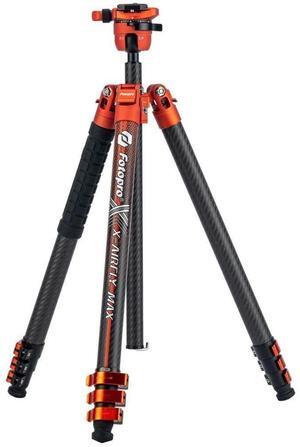 Fotopro X-Airfly Max Video Lightweight Design 2-In-1 Tripod with Flip Lock System, Hidden Phone Holder, and Monopod Function (Orange)