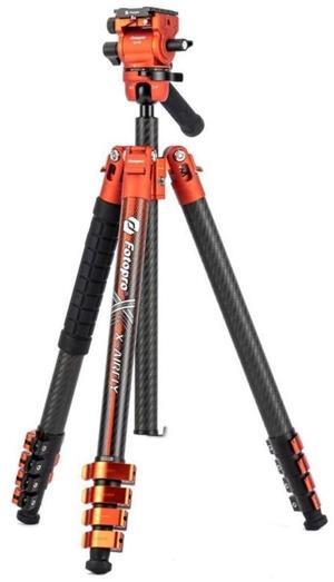 Fotopro X-Airfly Video Tripod with Flip Lock System, Compact and Lightweight Design, and Two Section Center Column (Orange)