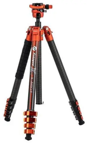Fotopro X-Airfly Tripod with Lightweight 3K Carbon Fiber Legs, Flip Lock System, and Two Section Center Column (Orange)