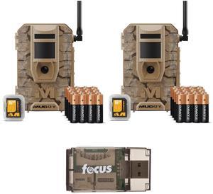 Muddy Mitigator 2.0 24MP Cellular Camera Combo with 720p Video and Versatile Mounting (Brown, 2-Pack) Bundle with All-In-One High Speed Card Reader (3 Items)