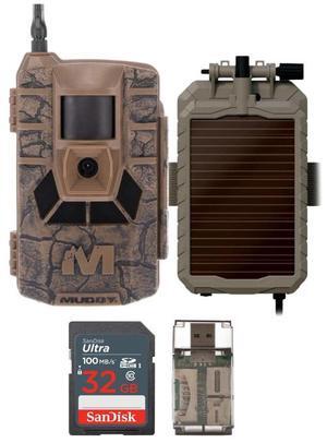 Muddy Matrix 36MP Imaging Cellular Trail Camera with On Demand Photo (Mud) Bundle with Solar Power Panel, 32GB UHS-I Memory Card, and USB 2.0 Card Reader (4 Items)