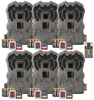 Stealth Cam Browtine 20MP Trail/Game Camera with 720P HD Video, 0.8s Trigger Speed, 60 Feet Flash, Night Mode, and 1-3 Image Burst - Camo (6 Pack)