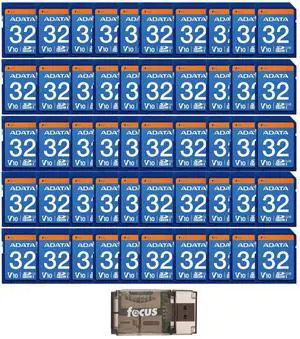 ADATA Premier 32GB SDHC UHS-I U1 Waterproof Shockproof Anti-Static Memory Card for Digital Cameras (50-Pack) Bundle with Focus All-In-One High Speed Card Reader (51 Items)