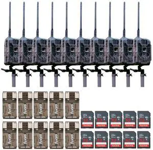 Stealth Cam DECEPTOR MAX 2.0 Cellular Trail Camera (Brown) Bundle with 32 GB Memory Card and Card Reader (10 Pack)