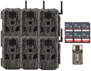 Stealth Cam Fusion MAX 2.0 36MP Cellular Wireless Trail Camera with 32 GB Memory Card and Card Reader (6 Pack)