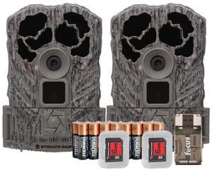 Stealth Cam Browtine 18MP Digital Trail Camera Bundle with 16GB SD Card and Focus Card Reader (2 Pack)