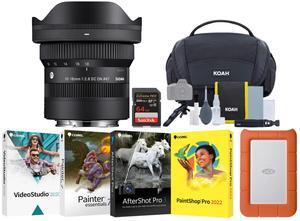 SIGMA 10-18 mm F2.8 DC DN Ultra-Wide Zoom Lens for Sony E Mount - High-Performance Photography Lens Bundle with 1TB Portable Hard Drive, Photo Editing Software, 64GB SD Card, and Storage Bag (5 Items)