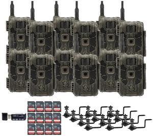 Stealth Cam 40MP Deceptor Max Cellular Trail Camera (2-Pack) x 6 Bundle with Economy Trail Camera Holder (12-Pack), 4-in-1 Card Reader, and 32GB Memory Card (12-Pack) (31 Items)