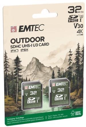 Emtec SD 32GB UHS-I U3 V30 Rugged Outdoor Series Card Designed for Use with Trail and Hunting Cameras (2-Pack)