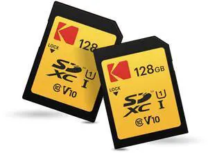 Kodak 128GB SD Class 10 UHS-I U1 V10 Full HD Memory Card with Up to 25MB/s Speed (2-pack) Bundle