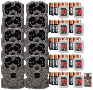 Stealth Cam Browtine 18MP Digital Trail Camera Combo with SD Card and Batteries Bundle with Focus Card Reader (10 Pack)