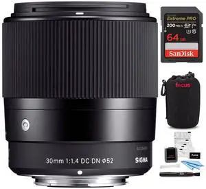 Sigma 30mm f/1.4 DC DN Contemporary Prime Lens for Micro Four Thirds Bundle (5 Items)