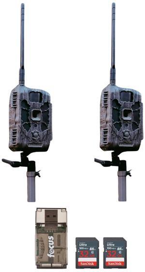 Stealth Cam DECEPTOR MAX 2.0 Cellular Trail Camera (Brown) Bundle with 32 GB Memory Card and Card Reader (2 Pack)