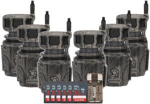 Stealth Cam Revolver 360 Degree Cellular Trail Camera 6-Pack with Six 32GB Memory Cards and Card Reader (13 Items)