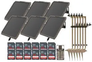Stealth Cam Adjustable Multi-Pivot Mounting Post for Trail Camera (6-Pack) Bundle with FieldMax External 3000 mAh Solar Battery (6-Pack), 32GB Memory Card (12-Pack), and USB Card Reader (25 Items)