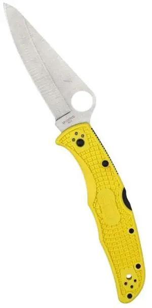 Spyderco Pacific Salt 2 Folding Knife with H-1 PlainEdge Blade, Hollow Grind, and Fiberglass Reinforced Nylon Handle (Yellow)