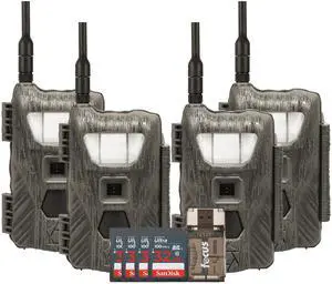 Stealth Cam Flashback 40MP White Flash Cellular Trail Camera 4-Pack with Four 32GB Memory Cards and Card Reader (9 Items)