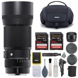 Sigma 105mm f/2.8 Art DG DN Macro Lens for Sony E-Mount Bundle with 64 GB Ultra SDXC UHS-I Memory Card (2-Pack), Camera System Gadget Bag with Accessory and Cleaning Kit (4 Items)