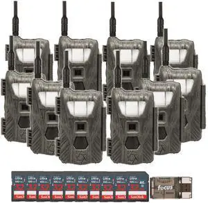Stealth Cam Flashback 40MP White Flash Cellular Trail Camera 10-Pack with Ten 32GB Memory Cards and Card Reader (21 Items)