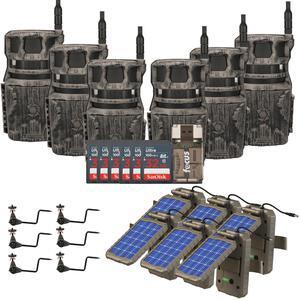 Stealth Cam Revolver 40MP Pro 360-Degree Cellular Trail Camera (6-Pack) Bundle with Solar Power Panel(6-Pack), Trail Camera Holder (6-Pack), 32GB Memory Card (6-Pack), and Card Reader (25 Items)